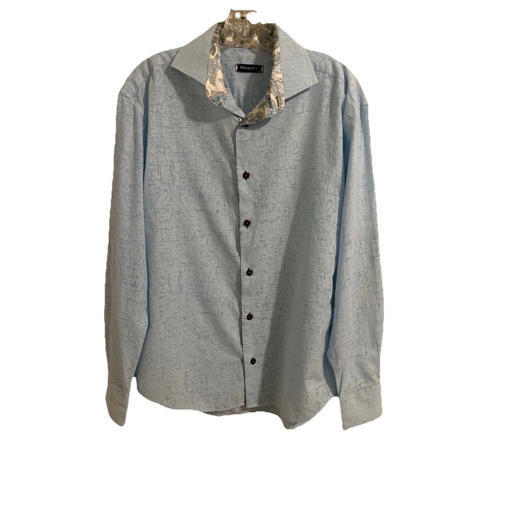 Bespoke Mens Light Blue Shirt size Medium M 100% Cotton